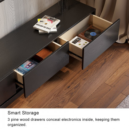 HMR Extendable Floor TV Stand with 3 Drawers (71"-120") - Black