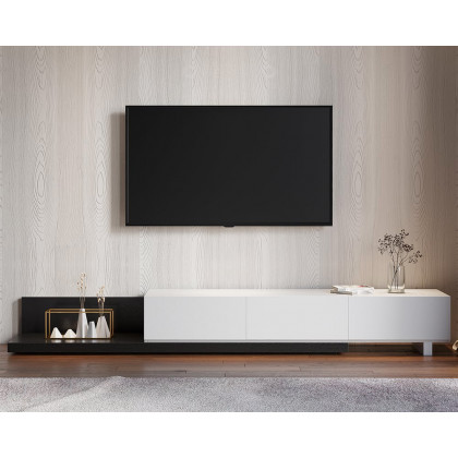 HMR Extendable Floor TV Stand with 3 Drawers (71"-120") - White & Black