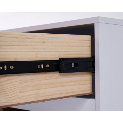 HMR Extendable Floor TV Stand with 3 Drawers (71"-120") - White & Walnut