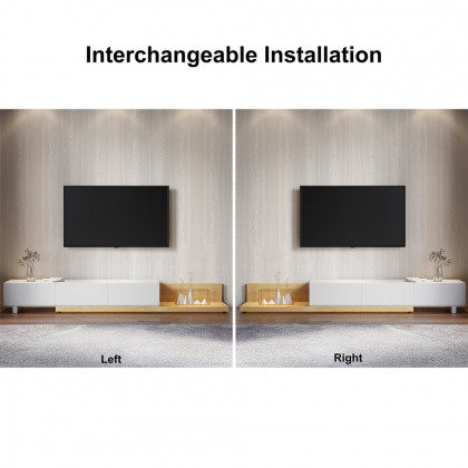 HMR Extendable Floor TV Stand with 3 Drawers (71"-120") - Natural & White