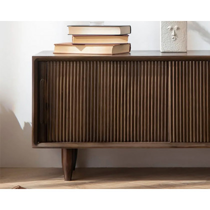 HMR - 39.4" Modern Wooden Storage Bench with Storage Sliding Doors Shelf Pine Wood