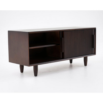 HMR - 39.4" Modern Wooden Storage Bench with Storage Sliding Doors Shelf Pine Wood