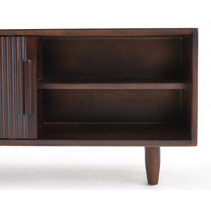 HMR - 39.4" Modern Wooden Storage Bench with Storage Sliding Doors Shelf Pine Wood