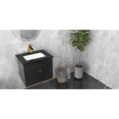 HMR Modern Single Handle 1-Hole Waterfall Bathroom Sink Faucet - Brushed Gold
