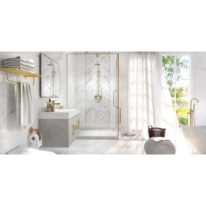 HMR Modern Single Handle 1-Hole Waterfall Bathroom Sink Faucet - Brushed Gold