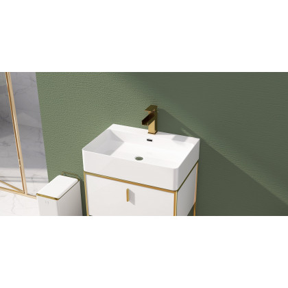 HMR Modern Single Handle 1-Hole Waterfall Bathroom Sink Faucet - Brushed Gold