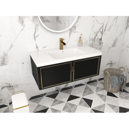 HMR Modern Single Handle 1-Hole Waterfall Bathroom Sink Faucet - Brushed Gold