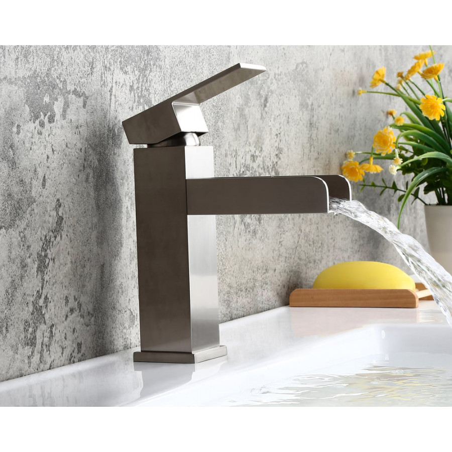 HMR - Modern Single Handle 1-Hole Waterfall Bathroom Sink Faucet