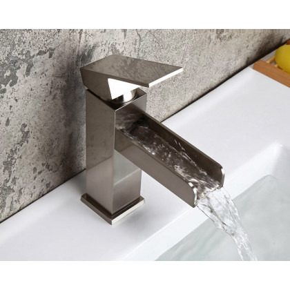 HMR - Modern Single Handle 1-Hole Waterfall Bathroom Sink Faucet