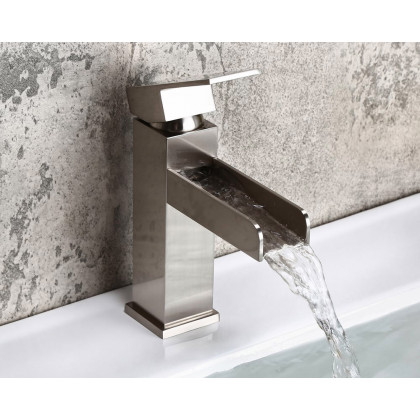 HMR - Modern Single Handle 1-Hole Waterfall Bathroom Sink Faucet