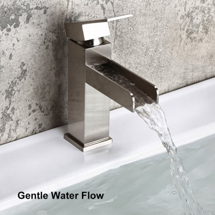 HMR - Modern Single Handle 1-Hole Waterfall Bathroom Sink Faucet