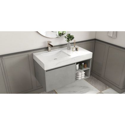 HMR - Modern Single Handle 1-Hole Waterfall Bathroom Sink Faucet