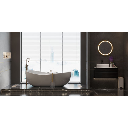 HMR Modern Single Handle 1-Hole Waterfall Bathroom Sink Faucet - Matte Black