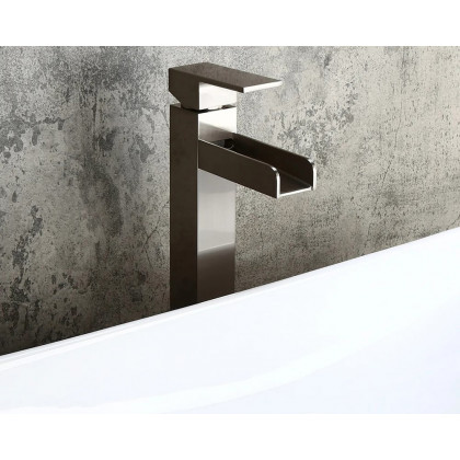 HMR Modern Waterfall Bathroom Vessel Sink Faucet - Brushed Nickel