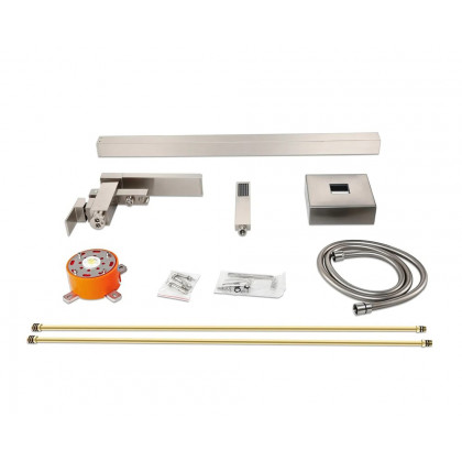 HMR Modern Waterfall Bathroom Tub Faucet with Handheld Spray - Brushed Nickel