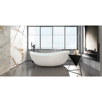 HMR Modern Waterfall Bathroom Tub Faucet with Handheld Spray - Matte Black