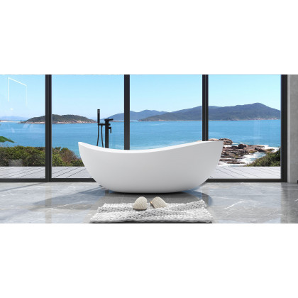 HMR Modern Waterfall Bathroom Tub Faucet with Handheld Spray - Matte Black