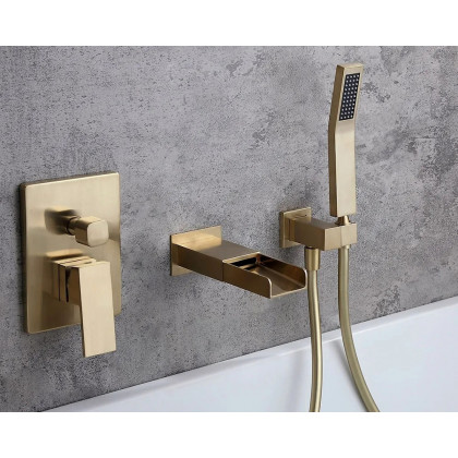 HMR - Modern Waterfall Wall-Mount Bathtub Faucet with Handshower
