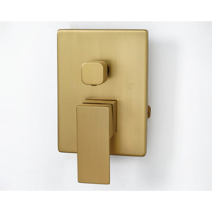 HMR Modern Waterfall Wall-Mount Bathtub Faucet with Handshower - Brushed Gold