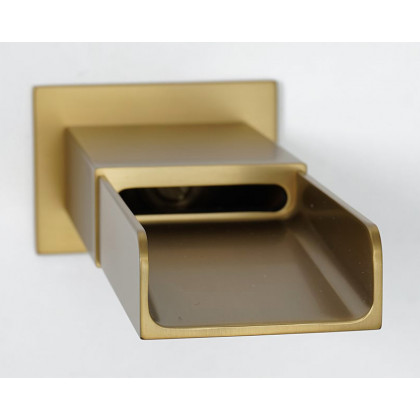 HMR Modern Waterfall Wall-Mount Bathtub Faucet with Handshower - Brushed Gold