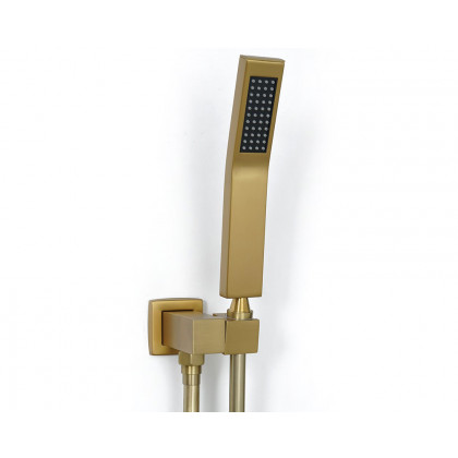 HMR Modern Waterfall Wall-Mount Bathtub Faucet with Handshower - Brushed Gold