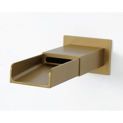 HMR Modern Waterfall Wall-Mount Bathtub Faucet with Handshower - Brushed Gold