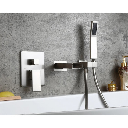 HMR - Modern Waterfall Wall-Mount Bathtub Faucet with Handshower