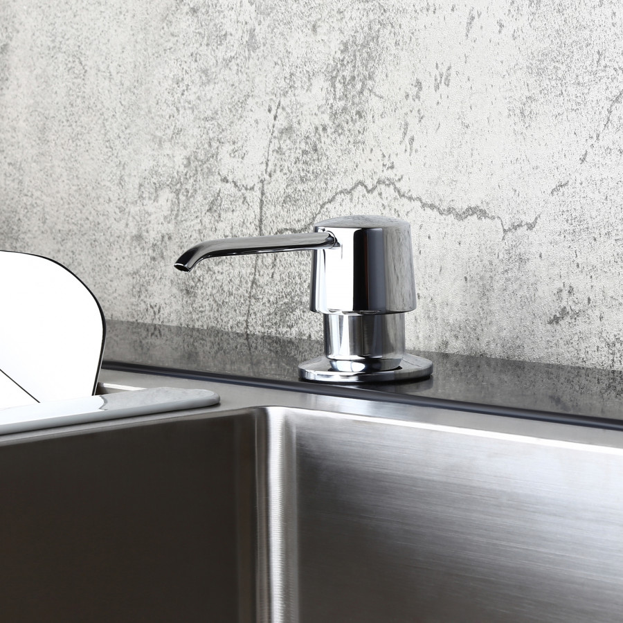 HMR - Modern Deck-Mount Soap Dispenser with Self-Priming Pump in Polished Chrome
