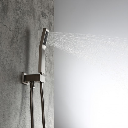 HMR - Ceiling Mount Shower System with Pressure Balance Valve and Trim in 12", Brushed Nickel