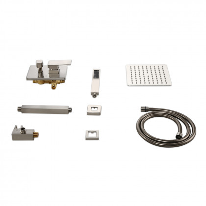 HMR - Ceiling Mount Shower System with Pressure Balance Valve and Trim in 12", Brushed Nickel