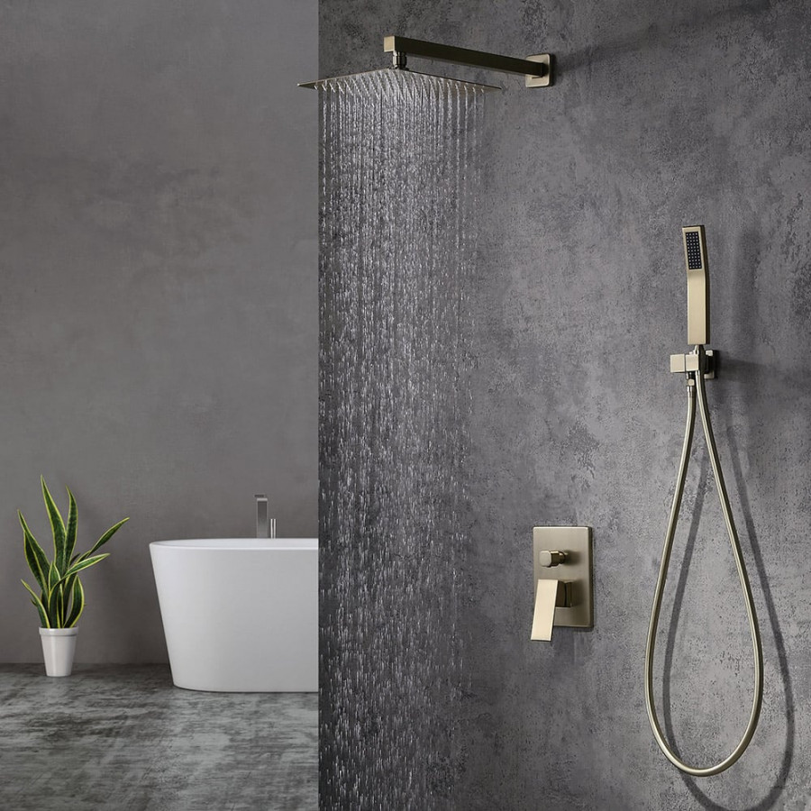 HMR - Wall Mounted Shower System with Handheld Pressure Balance Valve in 12"