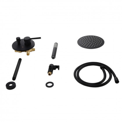HMR Round 12" Head Shower Combo System with Handheld Shower - Matte Black