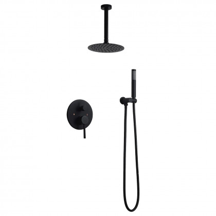 HMR Round 12" Head Shower Combo System with Handheld Shower - Matte Black