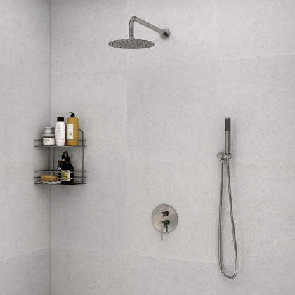 HMR - Wall Mounted Rain Shower System with Handheld Shower Set Solid Brass in Shower Head 12"