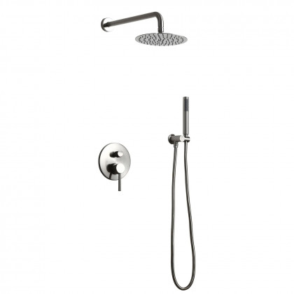 HMR - Wall Mounted Rain Shower System with Handheld Shower Set Solid Brass in Shower Head 12"