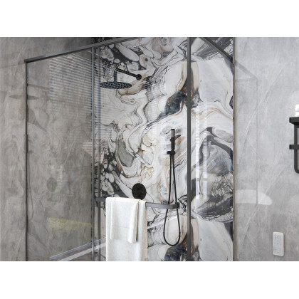 HMR Modern 12" Wall Mounted Rain Shower System with Handheld Shower Set - Black