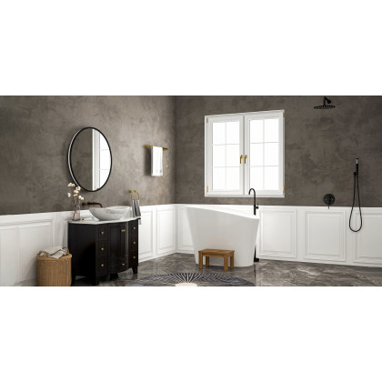 HMR Modern 12" Wall Mounted Rain Shower System with Handheld Shower Set - Black