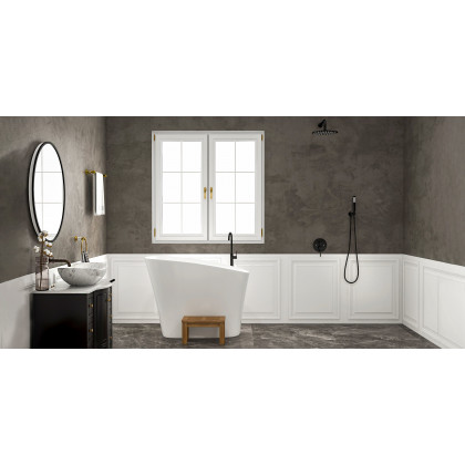 HMR Modern 12" Wall Mounted Rain Shower System with Handheld Shower Set - Black