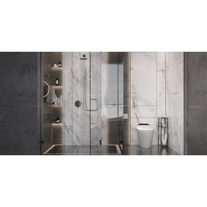 HMR Modern 12" Wall Mounted Rain Shower System with Handheld Shower Set - Black