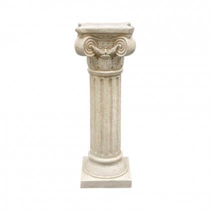 HMR - 32.3" Tall Vintage Corinthian Pillars Square Pedestal Plant Stand Indoor Decor Art White