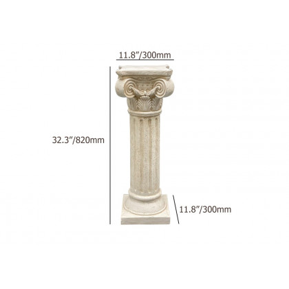 HMR - 32.3" Tall Vintage Corinthian Pillars Square Pedestal Plant Stand Indoor Decor Art White