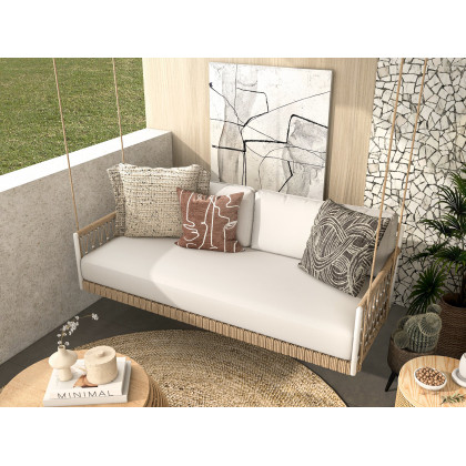 HMR - Ropipe Outdoor Swing Sofa in Khaki with Hand Woven Rope & Cushion