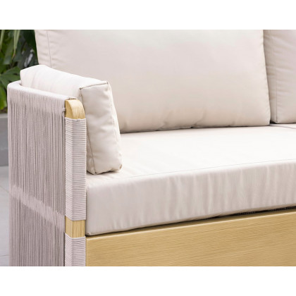 HMR - 4-Pieces Modern Aluminum & Rope Outdoor Sofa Set with Coffee Table