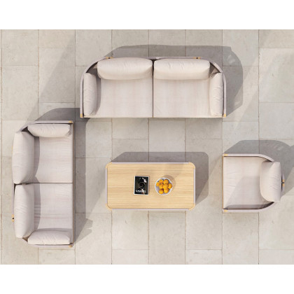 HMR - 4-Pieces Modern Aluminum & Rope Outdoor Sofa Set with Coffee Table