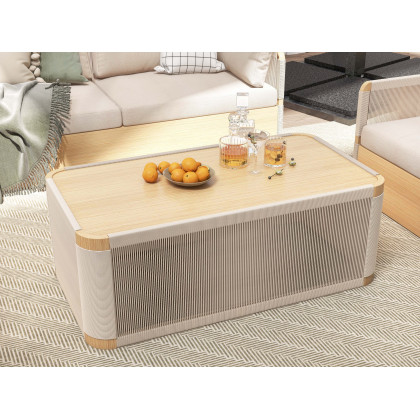 HMR - 4-Pieces Modern Aluminum & Rope Outdoor Sofa Set with Coffee Table