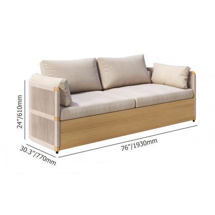 HMR - 4-Pieces Modern Aluminum & Rope Outdoor Sofa Set with Coffee Table