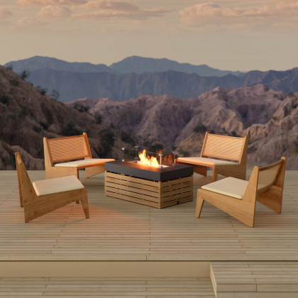 HMR - 39" Smokeless Fire Pit With Glass Wind Guard for Outdoor Patio