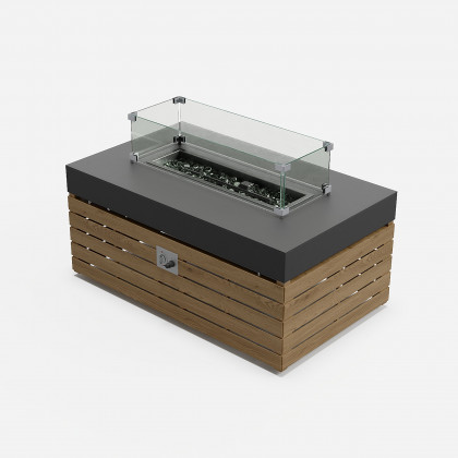 HMR - 39" Smokeless Fire Pit With Glass Wind Guard for Outdoor Patio