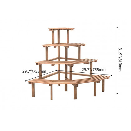 HMR - 4 Tier Multifunctional Tall Tiered Wood Outdoor Plant Stand Display Shelf Rack Natural