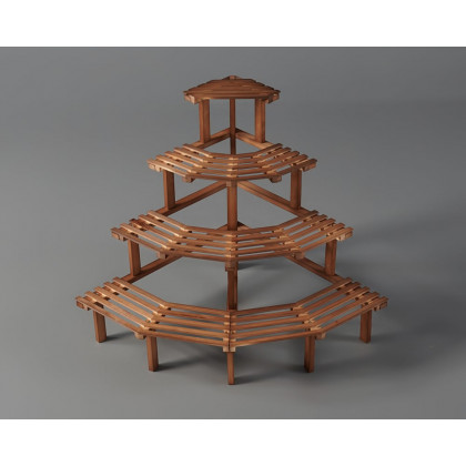 HMR - 4 Tier Multifunctional Tall Tiered Wood Outdoor Plant Stand Display Shelf Rack Natural